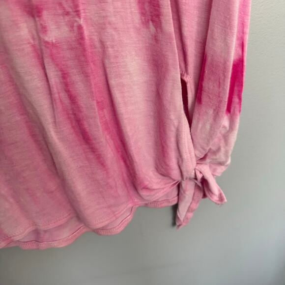 Caution to the Wind Pink Tie Dye Sleeveless Top Size Medium Front Side Knot - Picture 2 of 6